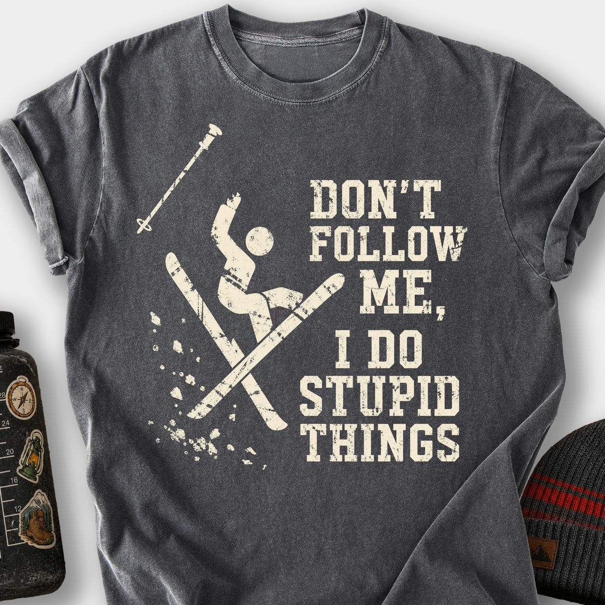 Don't Follow Me, I Do Stupid Things (Wipeout) T-Shirt — Pepper