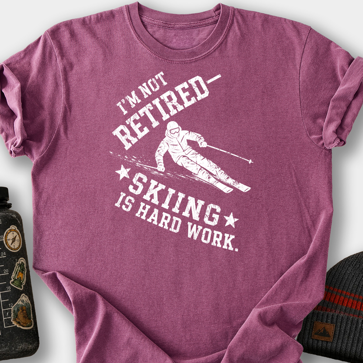 Skiing Is Hard Work T-Shirt — Berry