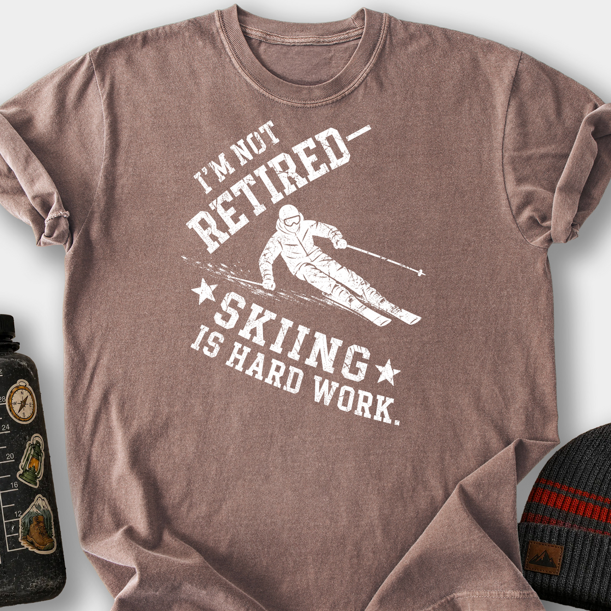 Skiing Is Hard Work T-Shirt — Espresso