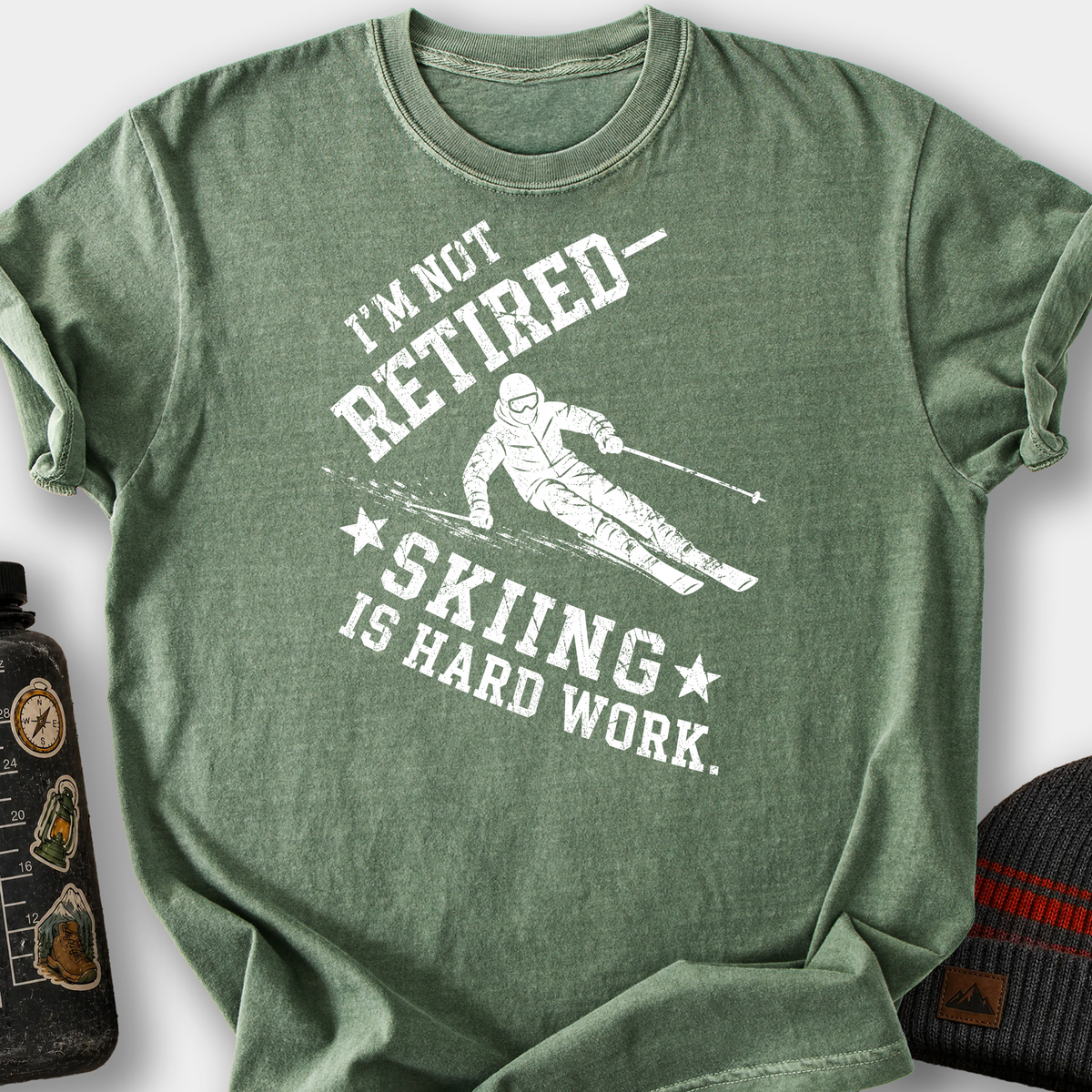 Skiing Is Hard Work T-Shirt — Moss