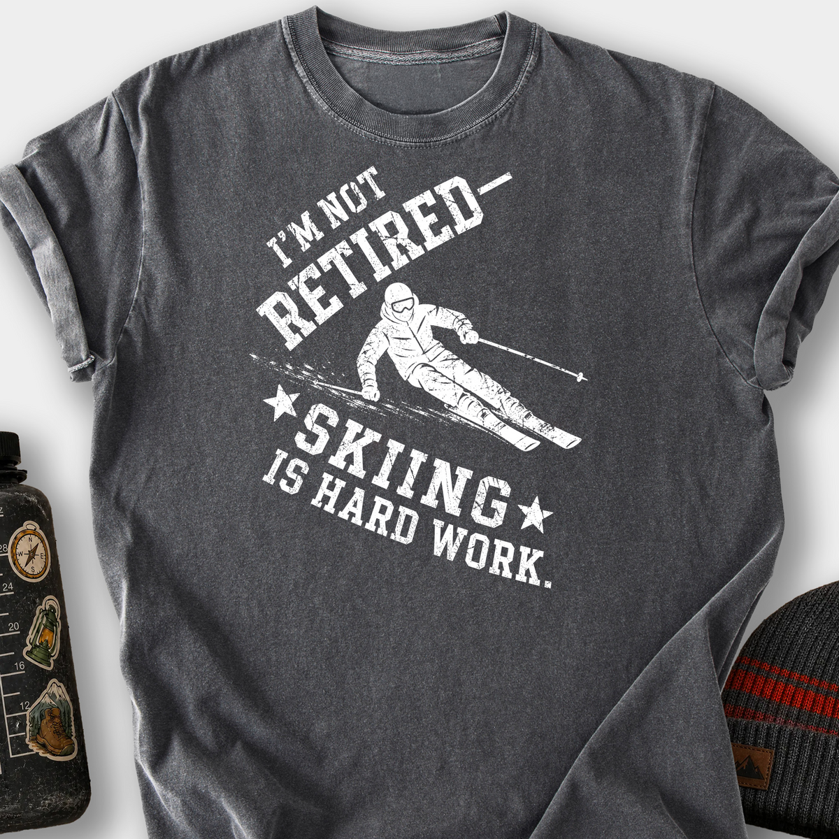 Skiing Is Hard Work T-Shirt — Pepper