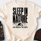 Sleep In Nature, Far From Idiots T-Shirt — Ivory
