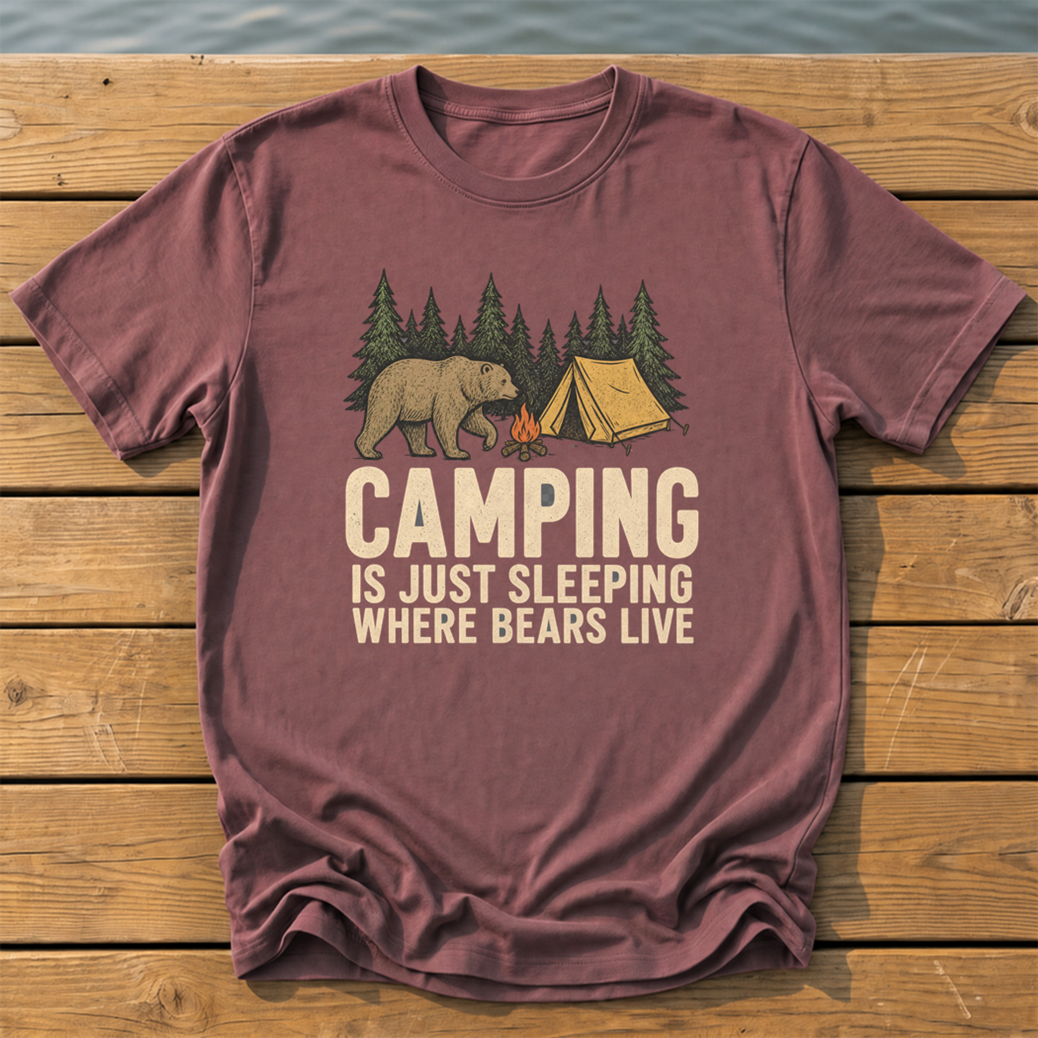 Sleeping Where Bears Live T-Shirt — Brick