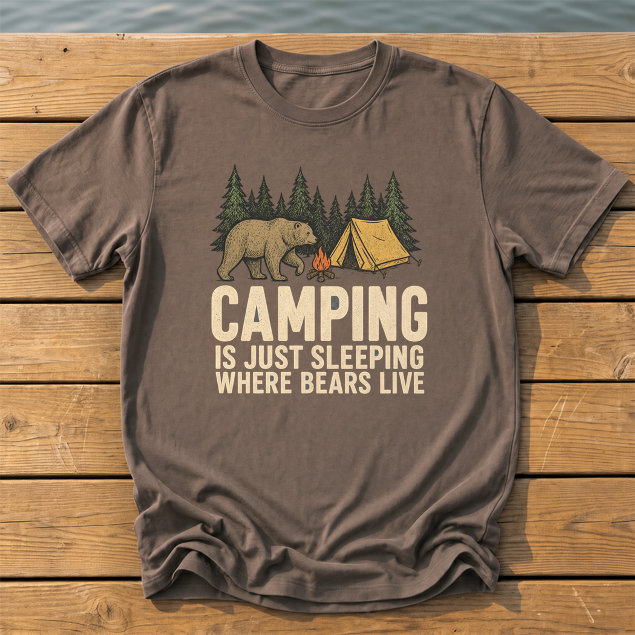 Sleeping Where Bears Live T-Shirt — Espresso