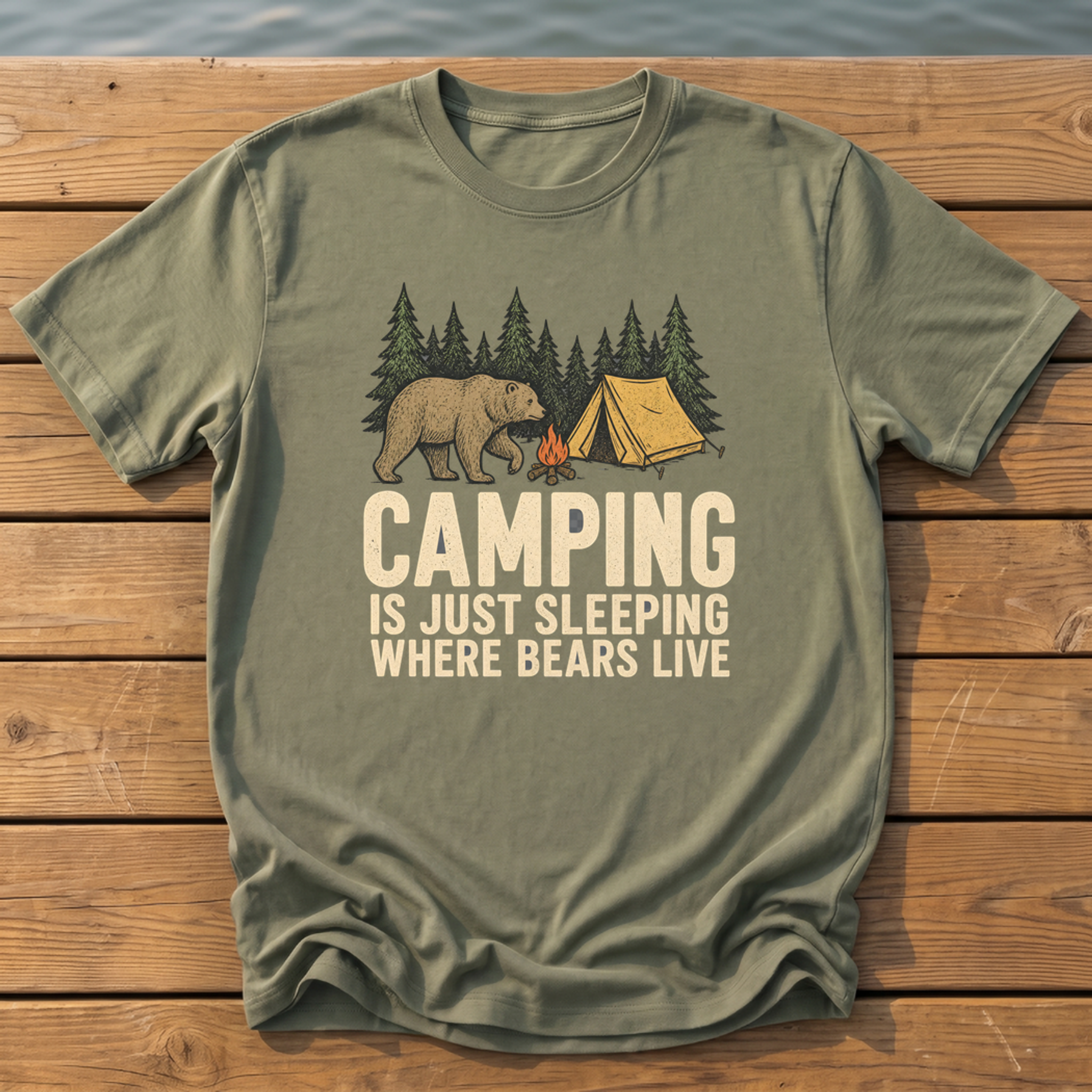 Sleeping Where Bears Live T-Shirt — Moss