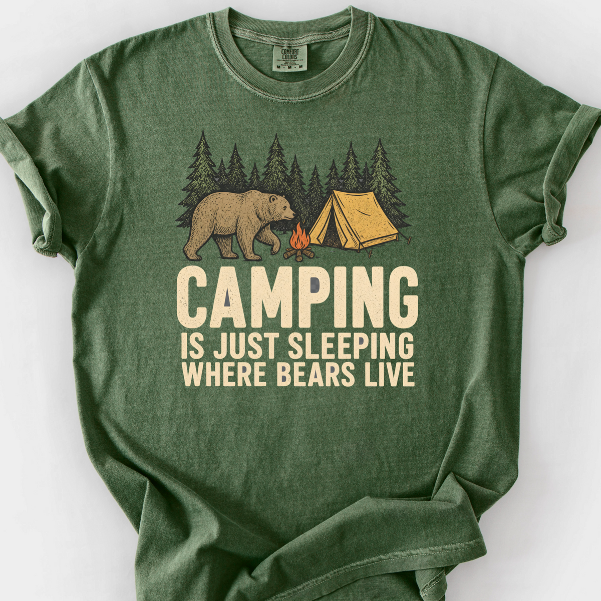 Sleeping Where Bears Live T-Shirt — Moss