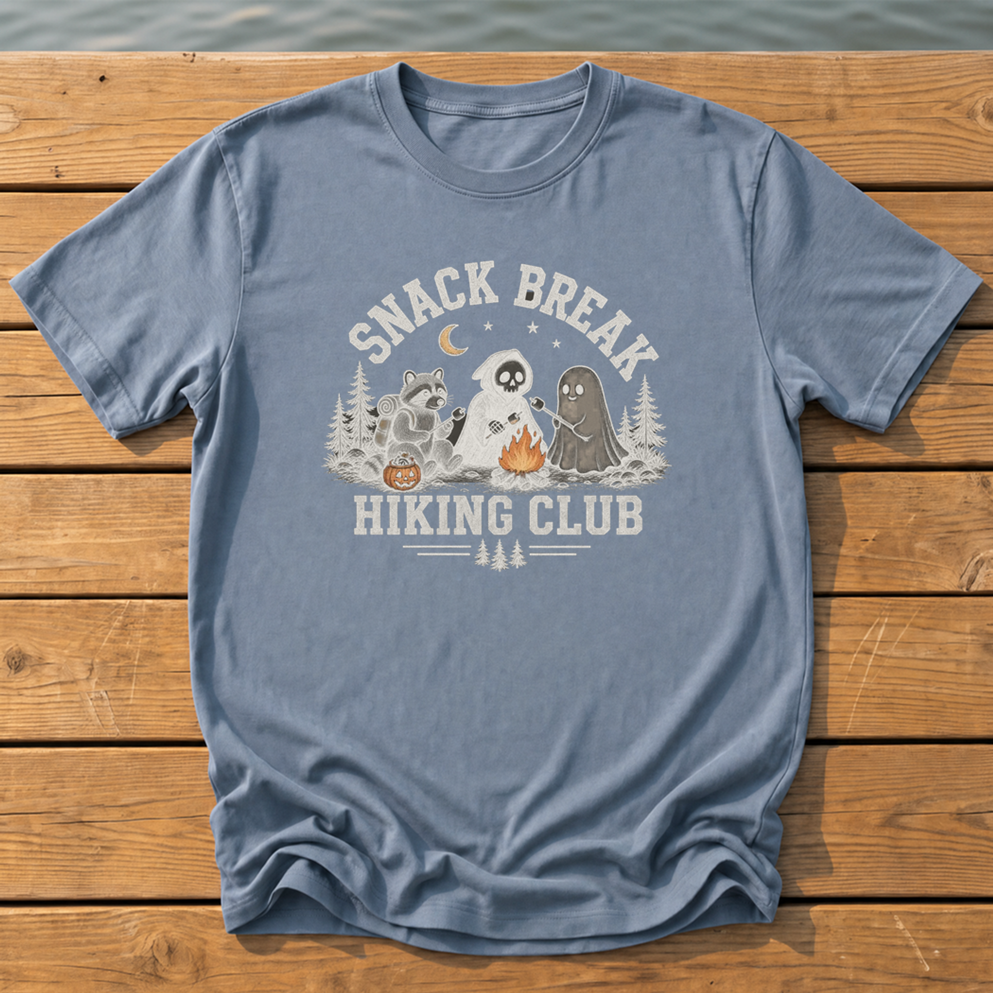 Snack Break Hiking Club T-Shirt — Blue Jean