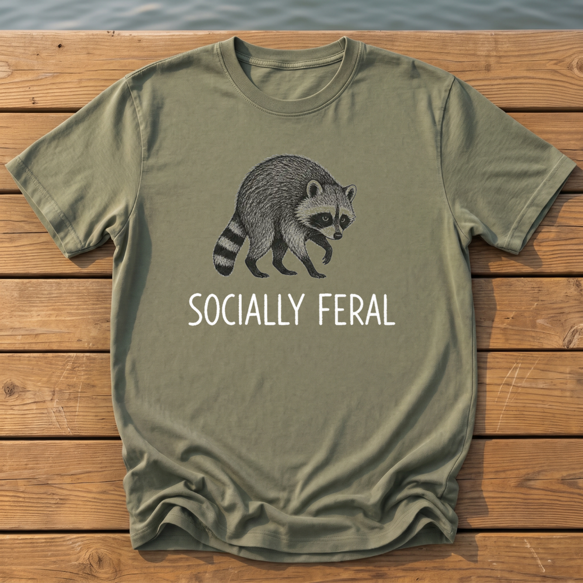 Socially Feral T-Shirt — Moss