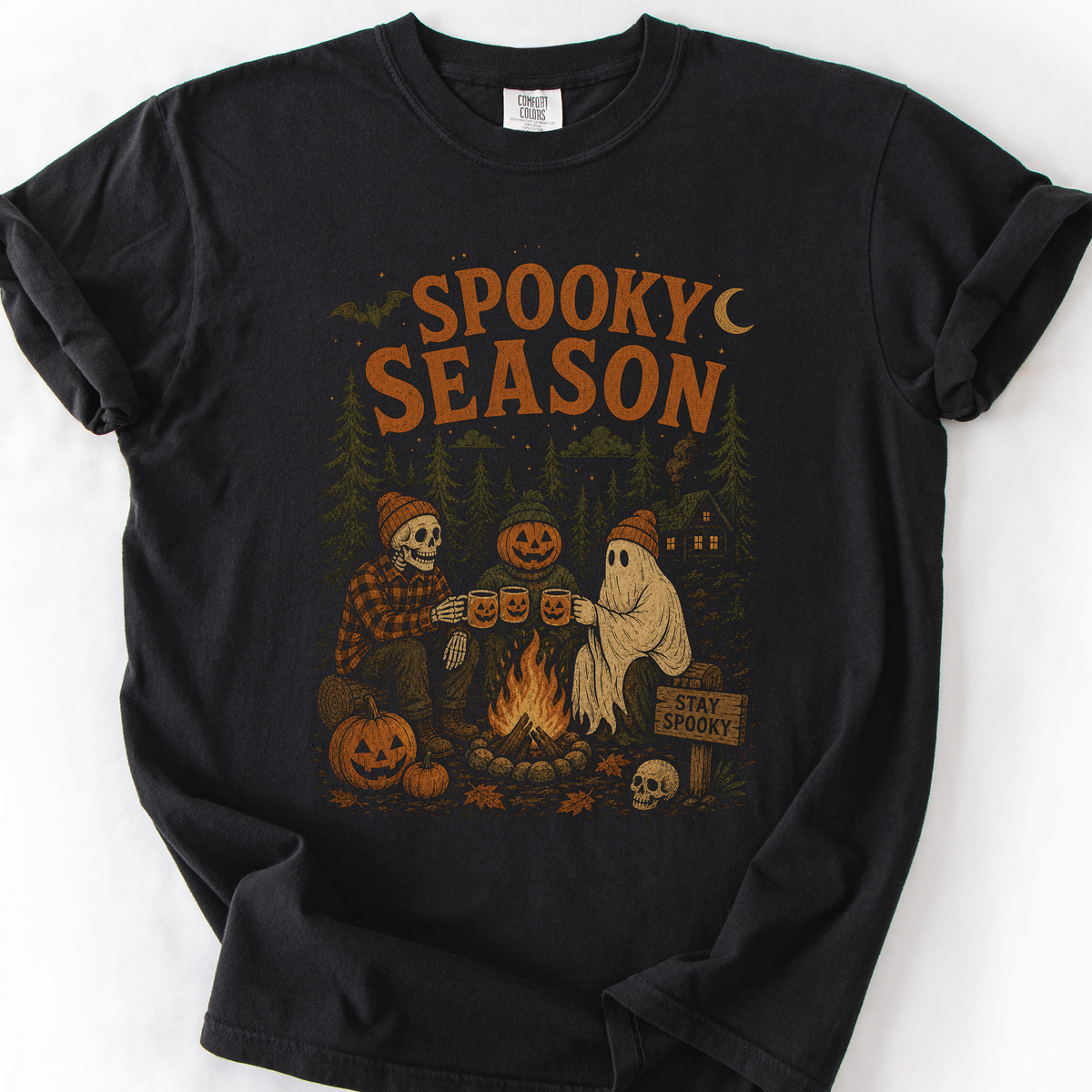 Spooky Season Campfire T-Shirt — Black