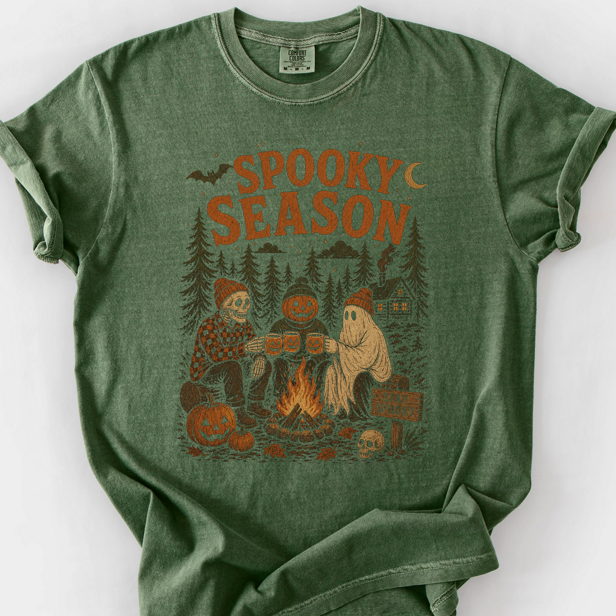 Spooky Season Campfire T-Shirt — Moss