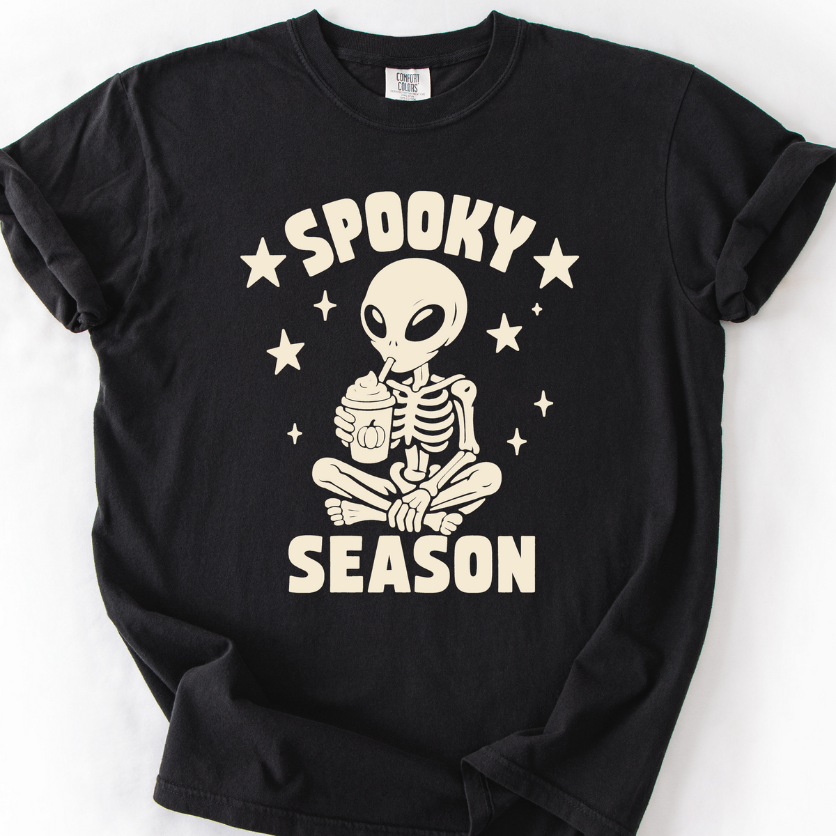 Spooky Season Skeleton T-Shirt — Black