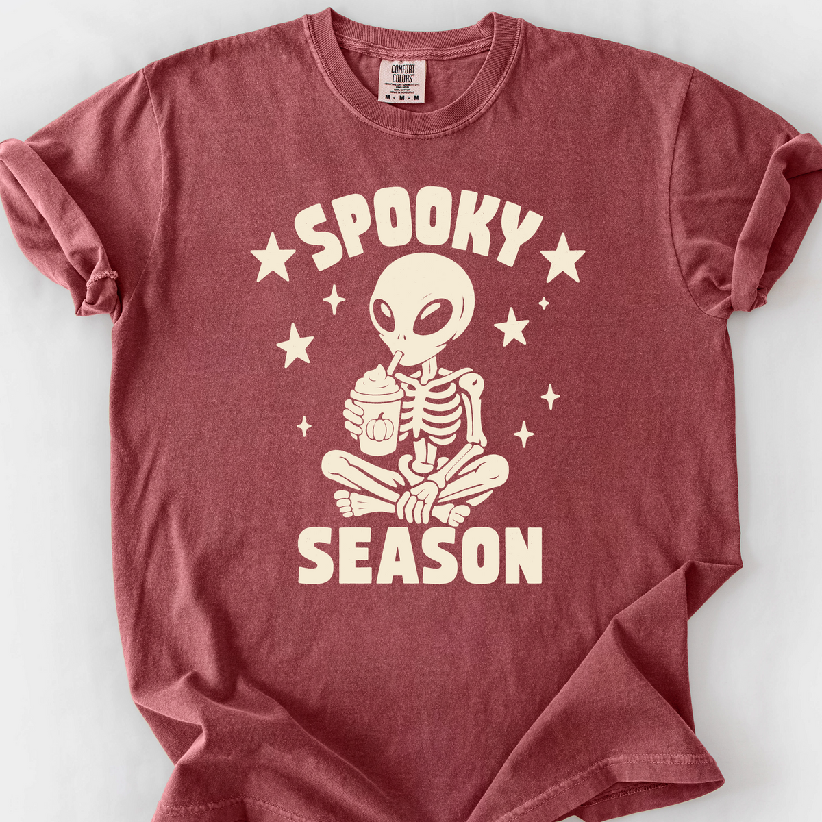 Spooky Season Skeleton T-Shirt — Brick
