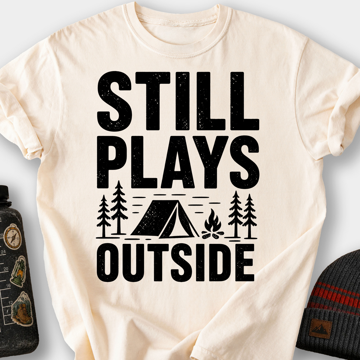 Still Plays Outside (Camping) T-Shirt — Ivory