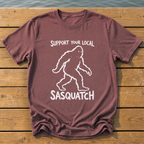 support your local sasquatch outline_rough brush linocut_nano banana pro 0 T-Shirt — Brick