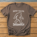 support your local sasquatch outline_rough brush linocut_nano banana pro 0 T-Shirt — Espresso