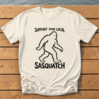 support your local sasquatch outline_rough brush linocut_nano banana pro 0 T-Shirt — Ivory