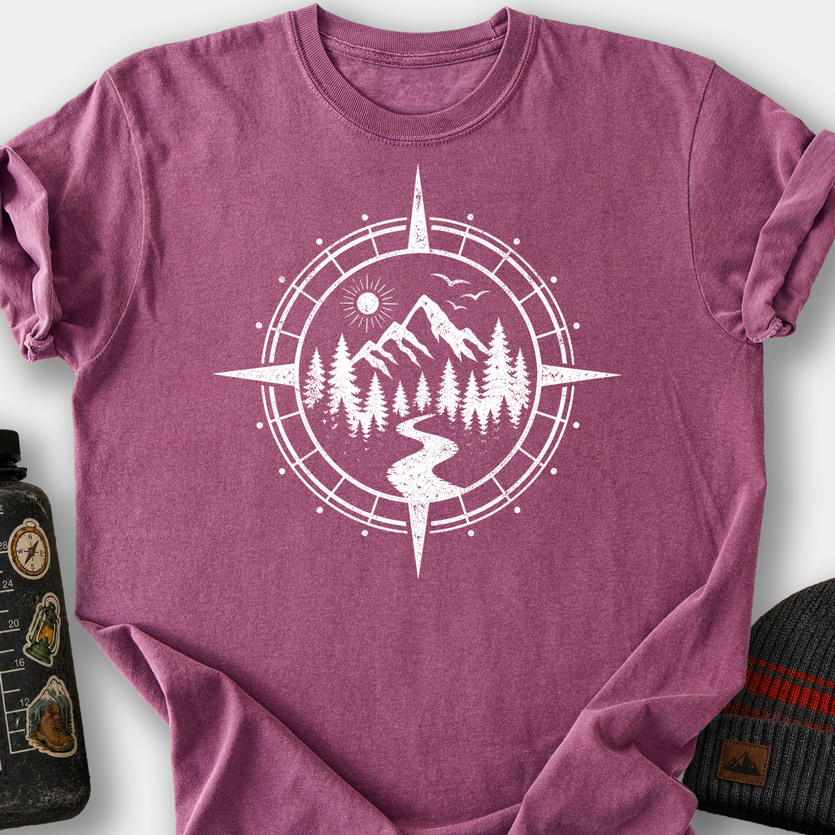 Switchback Compass T-Shirt — Berry