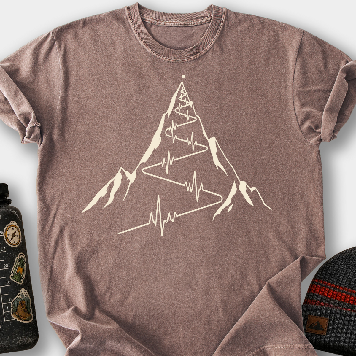 Mountain Heartbeat (Switchbacks) T-Shirt — Espresso
