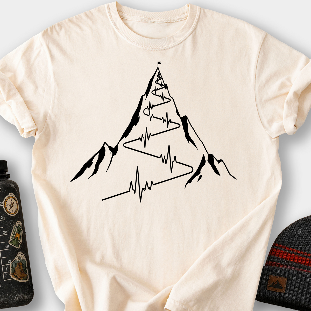 Mountain Heartbeat (Switchbacks) T-Shirt — Ivory