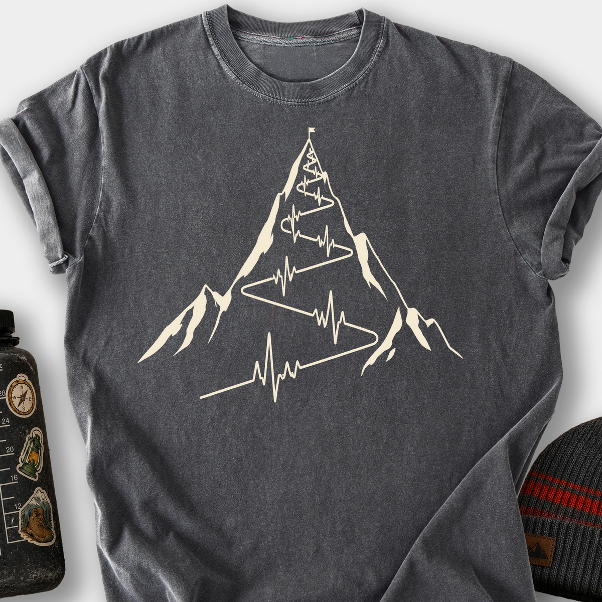 Mountain Heartbeat (Switchbacks) T-Shirt — Pepper