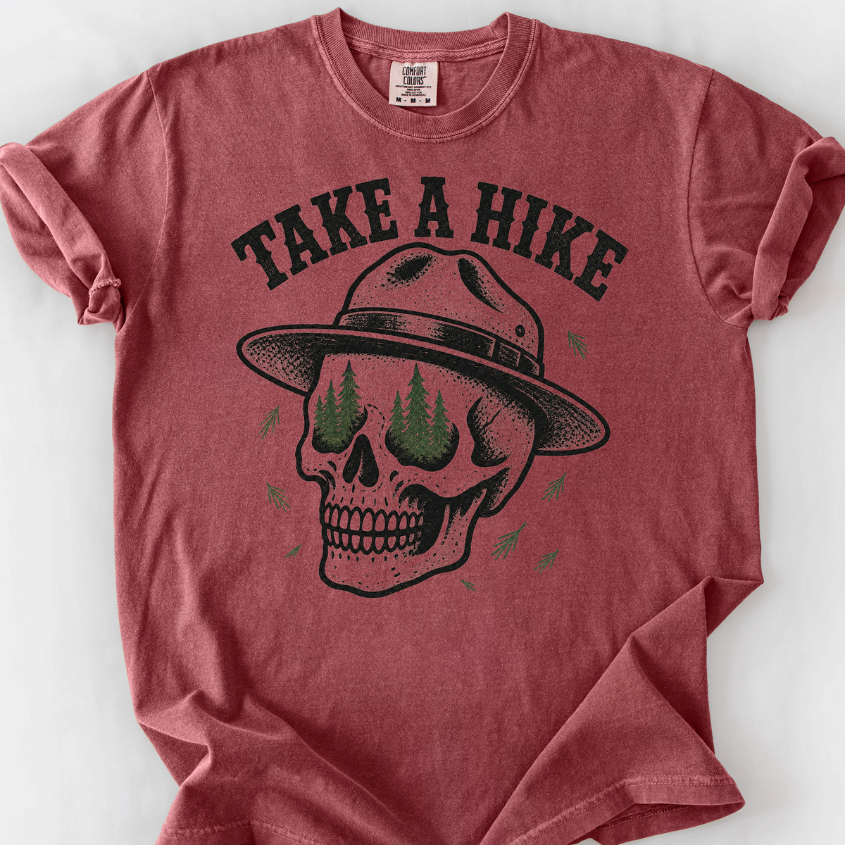 Take A Hike Skull T-Shirt — Brick