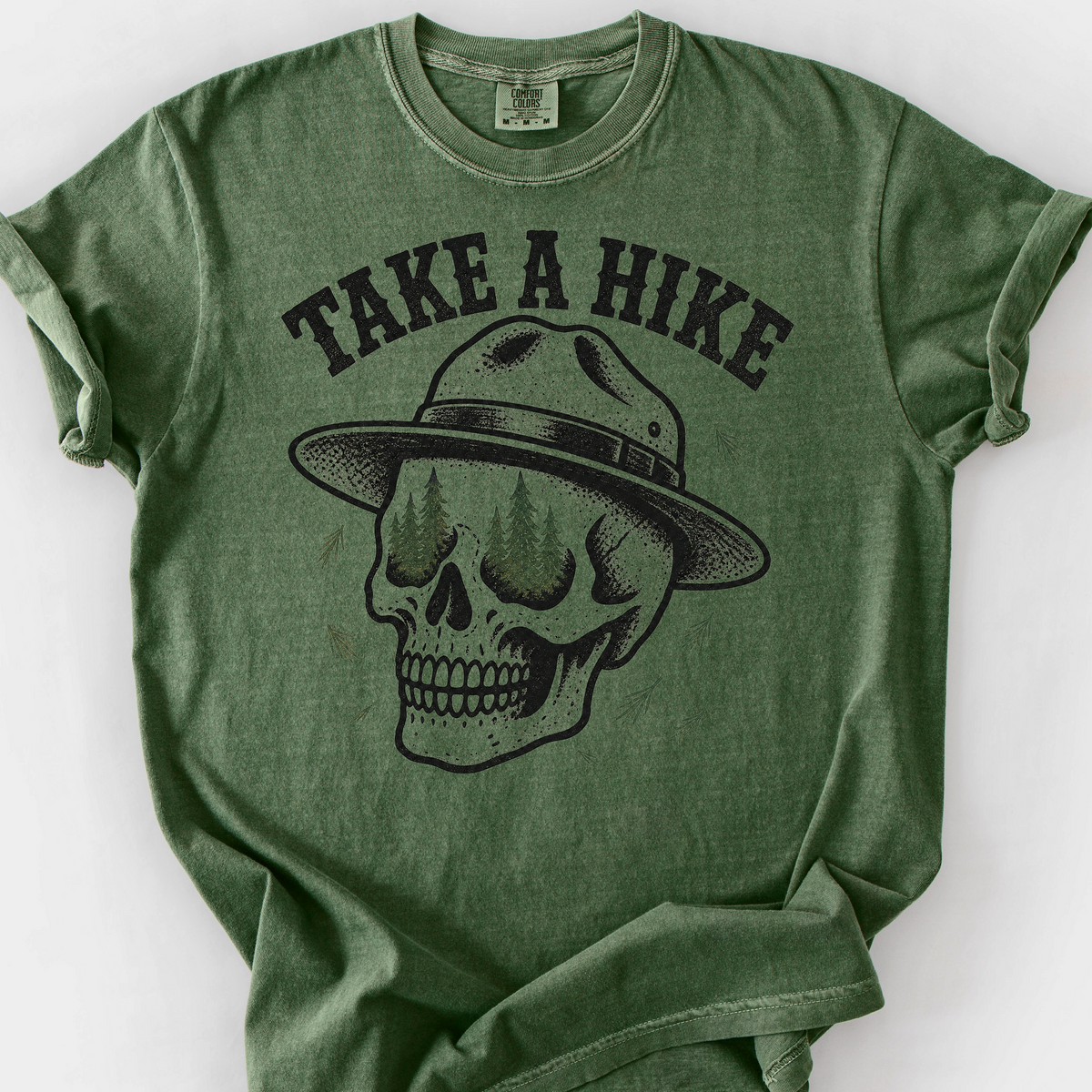 Take A Hike Skull T-Shirt — Moss