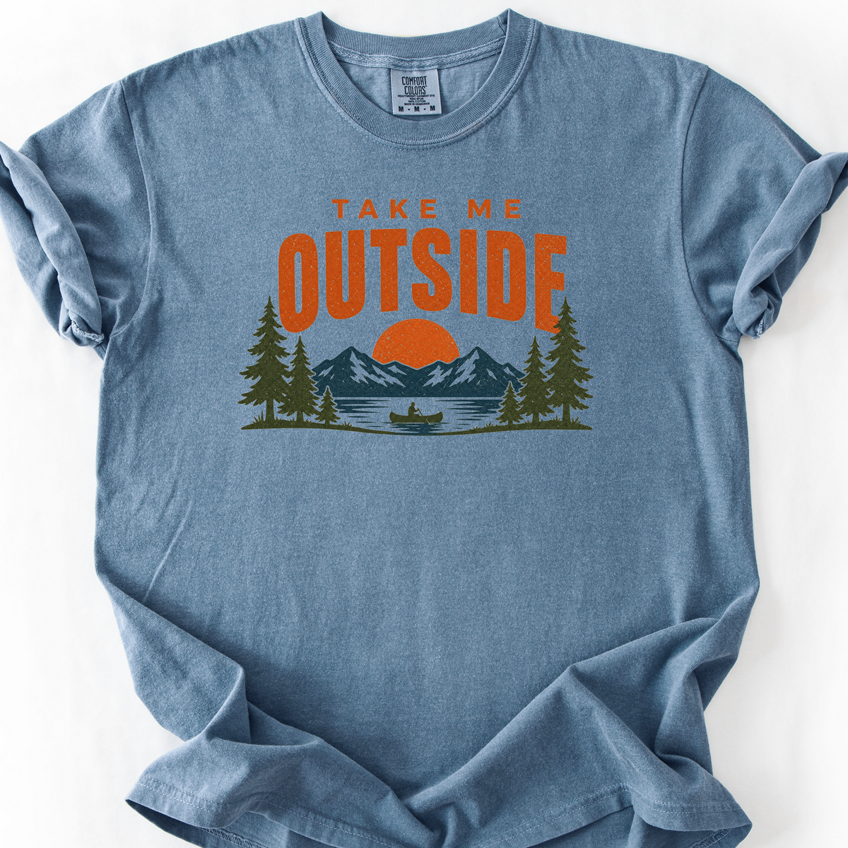 Take Me Outside Badge T-Shirt — Blue Jean