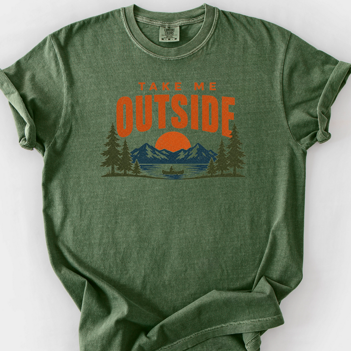 Take Me Outside Badge T-Shirt — Moss