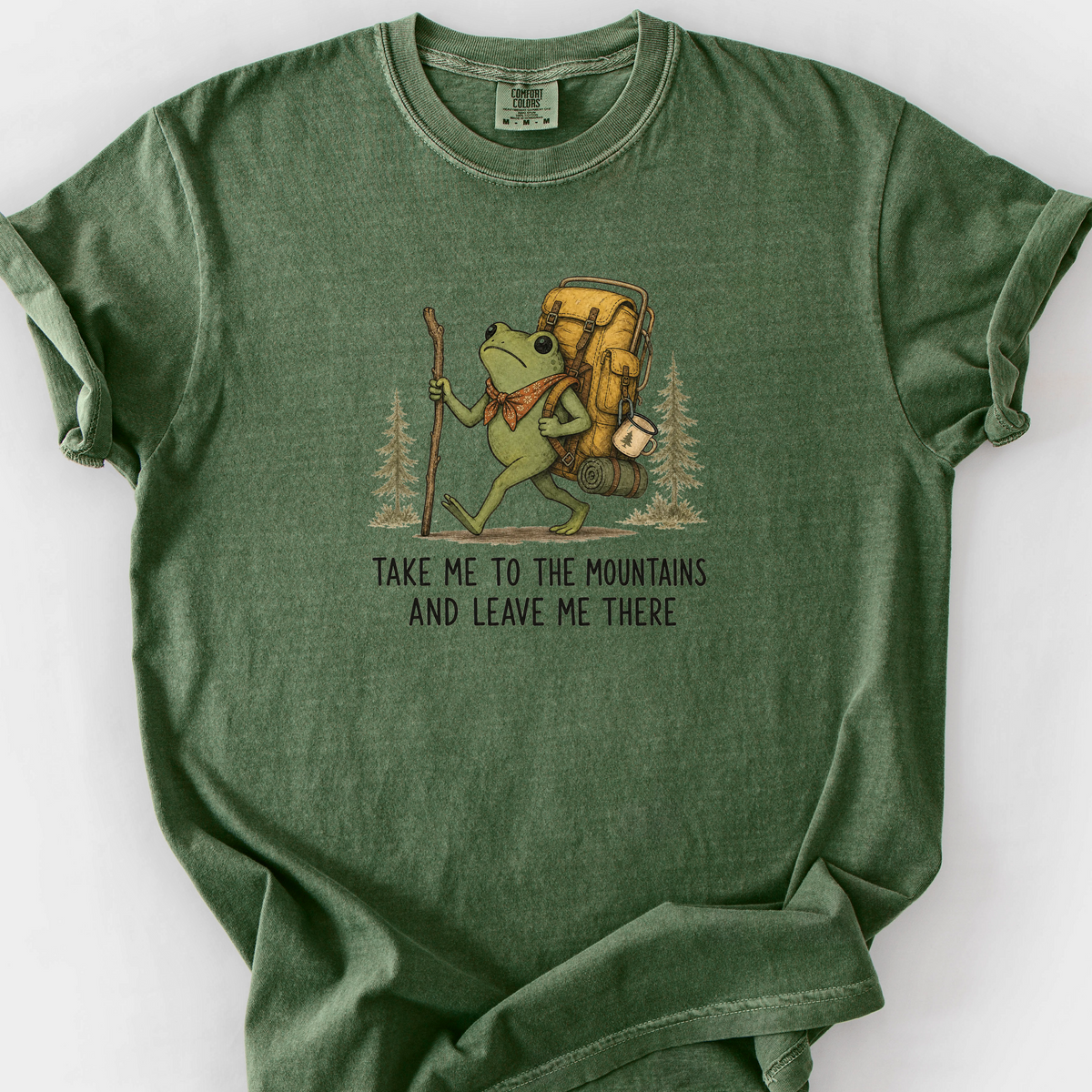 Take Me To The Mountains Frog T-Shirt — Moss