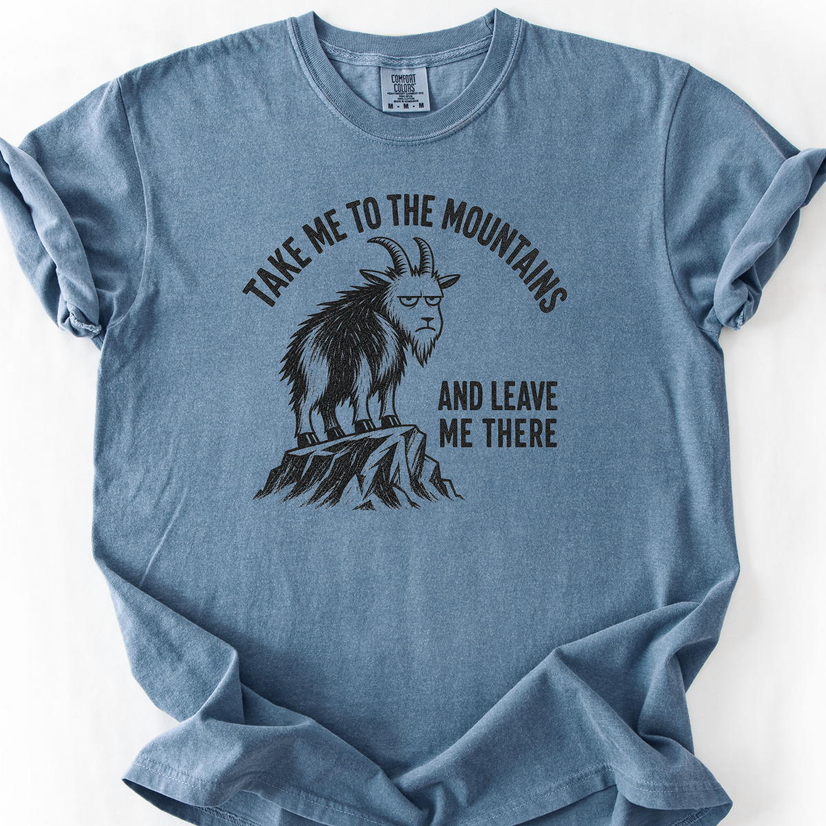 Take Me To The Mountains Goat T-Shirt — Blue Jean