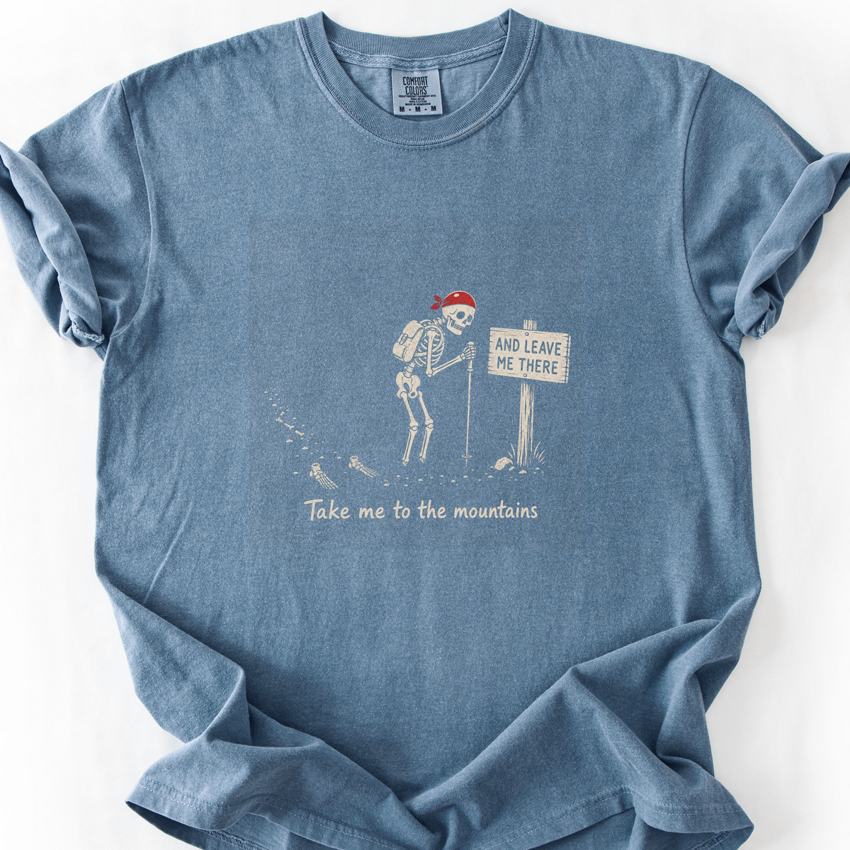 Take Me To The Mountains Skeleton T-Shirt — Blue Jean