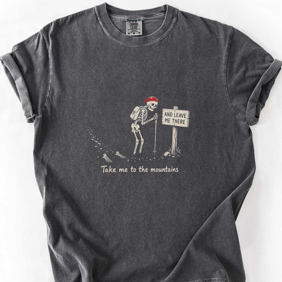 Take Me To The Mountains Skeleton T-Shirt — Pepper