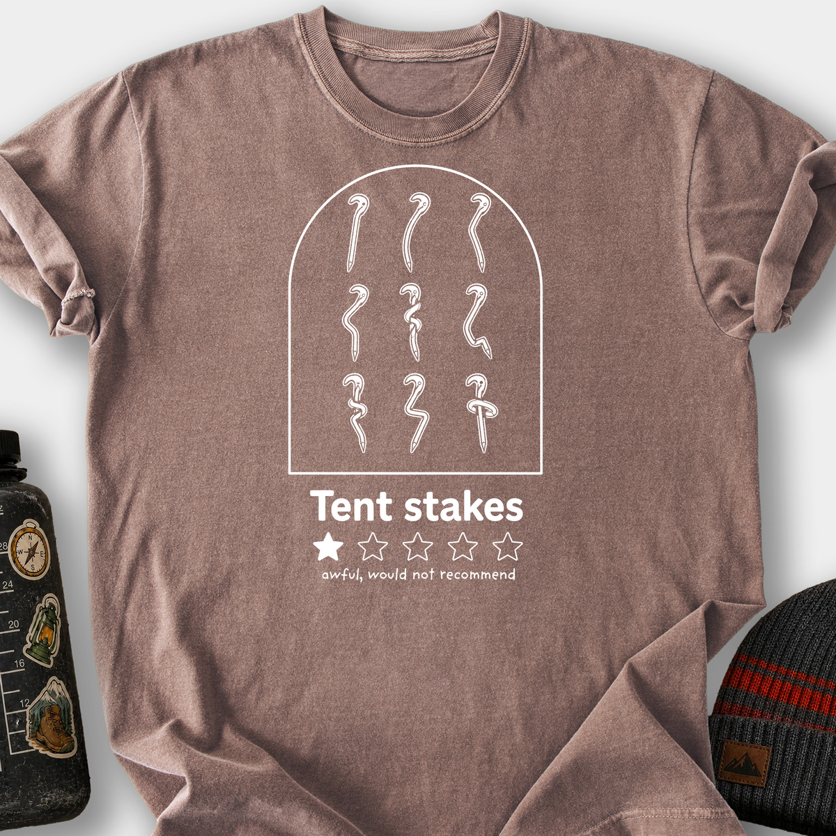 Tent Stake Review Arched Frame T-Shirt — Espresso