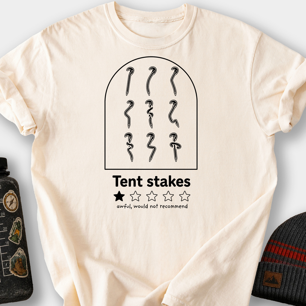 Tent Stake Review Arched Frame T-Shirt — Ivory