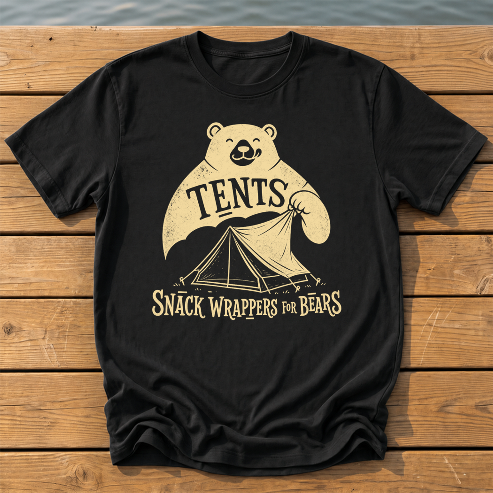 Tents Snack Wrappers For Bears T-Shirt — Black