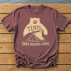 Tents Snack Wrappers For Bears T-Shirt — Brick