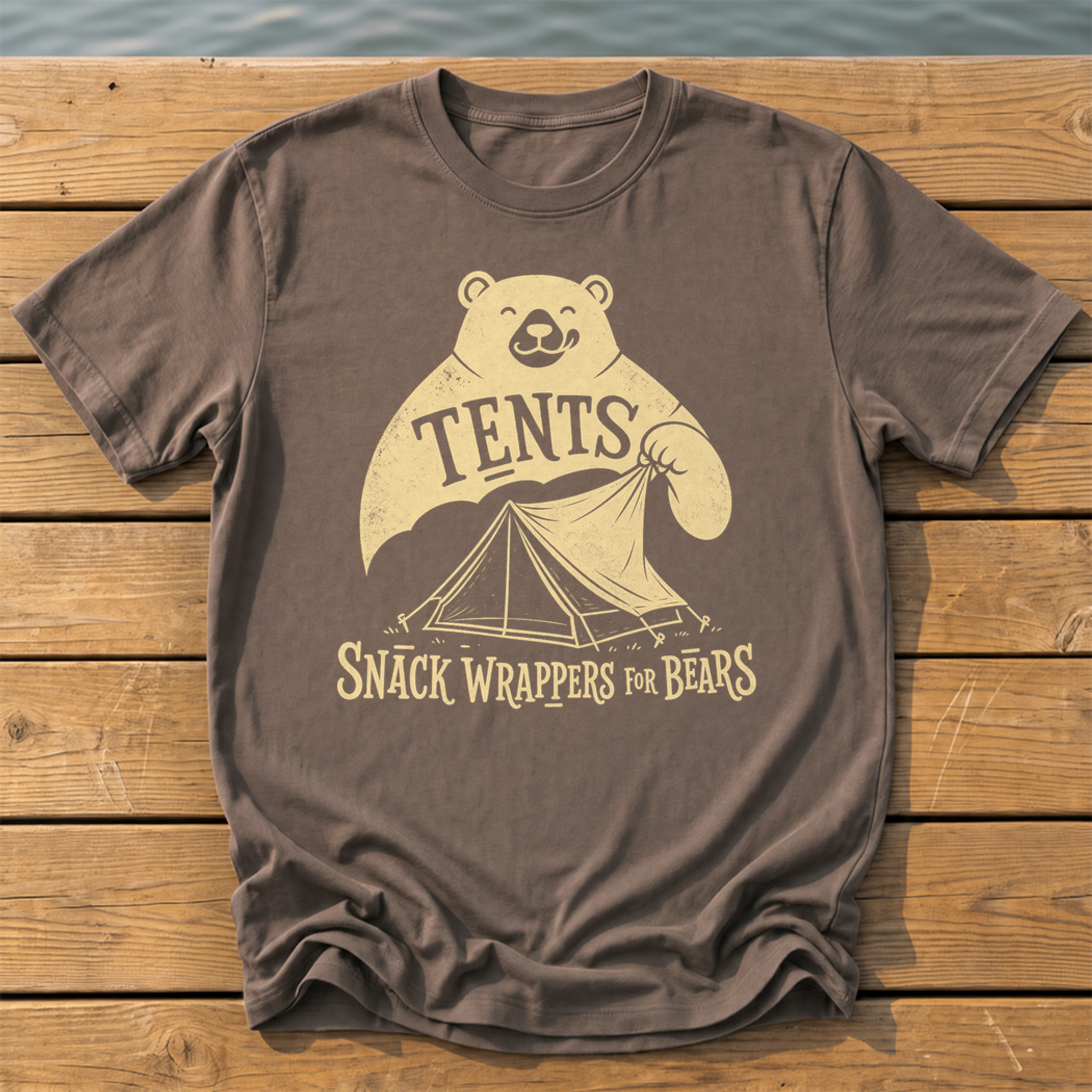 Tents Snack Wrappers For Bears T-Shirt — Espresso