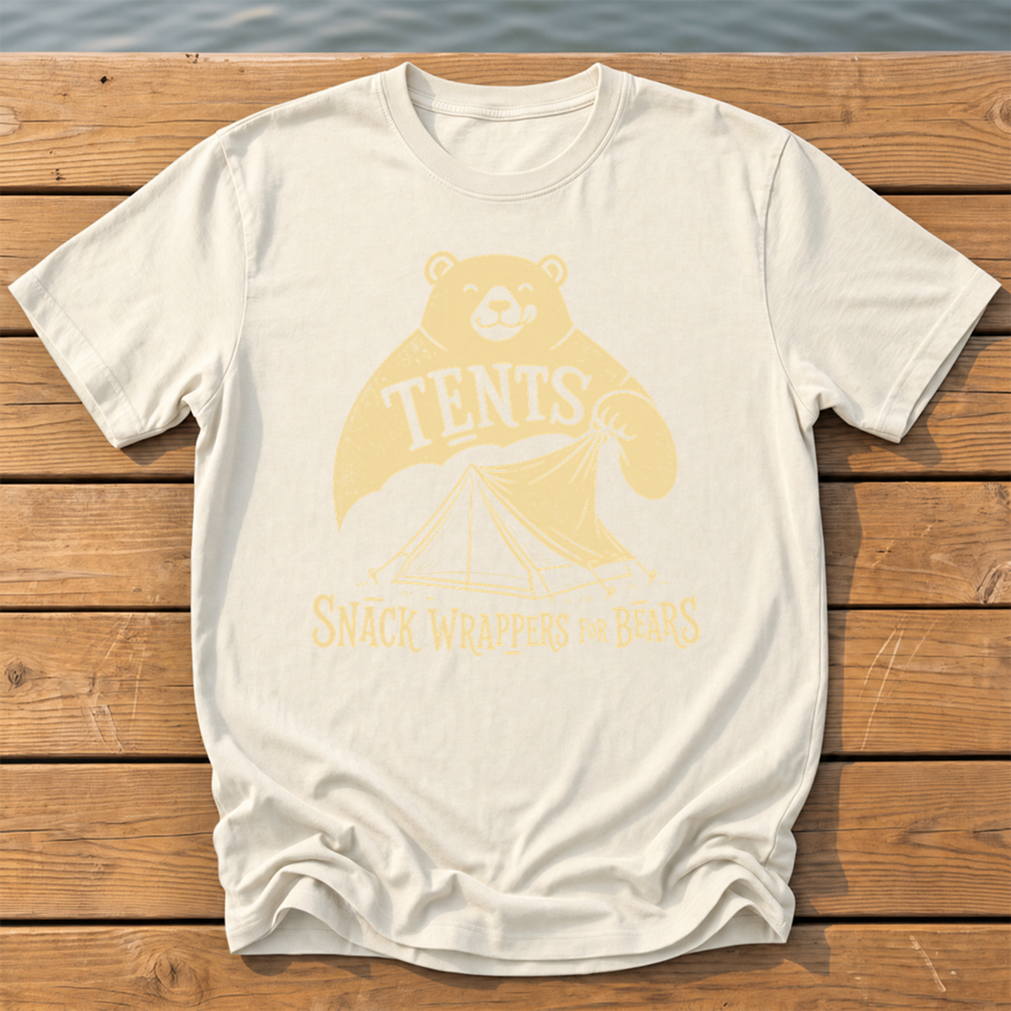 Tents Snack Wrappers For Bears T-Shirt — Ivory