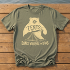 Tents Snack Wrappers For Bears T-Shirt — Moss