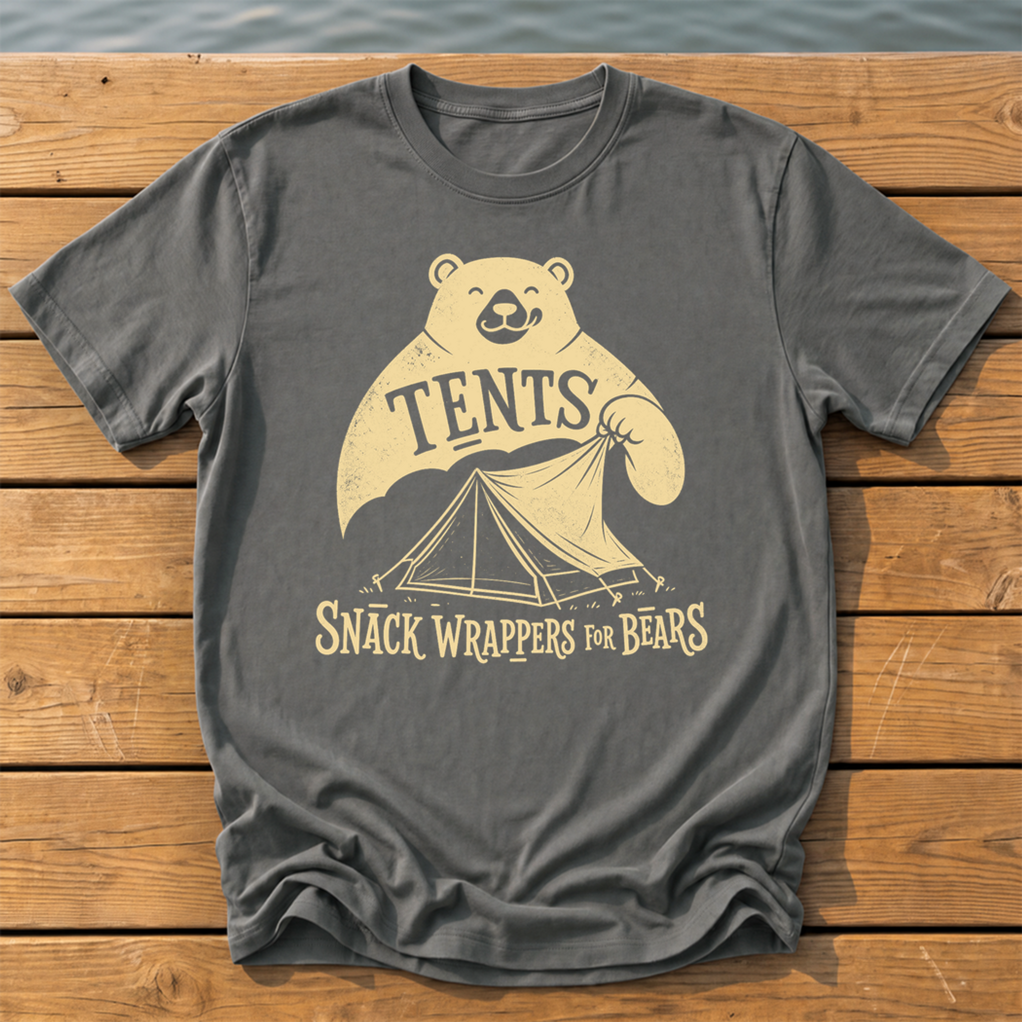 Tents Snack Wrappers For Bears T-Shirt — Pepper