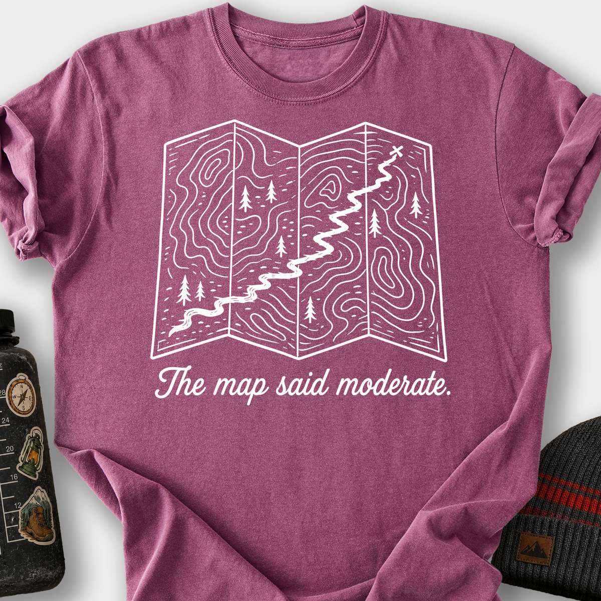The Map Said Moderate T-Shirt — Berry