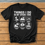 things i do in my spare time hiking_spare time icon grid T-Shirt — Black