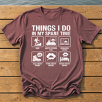 things i do in my spare time hiking_spare time icon grid T-Shirt — Brick