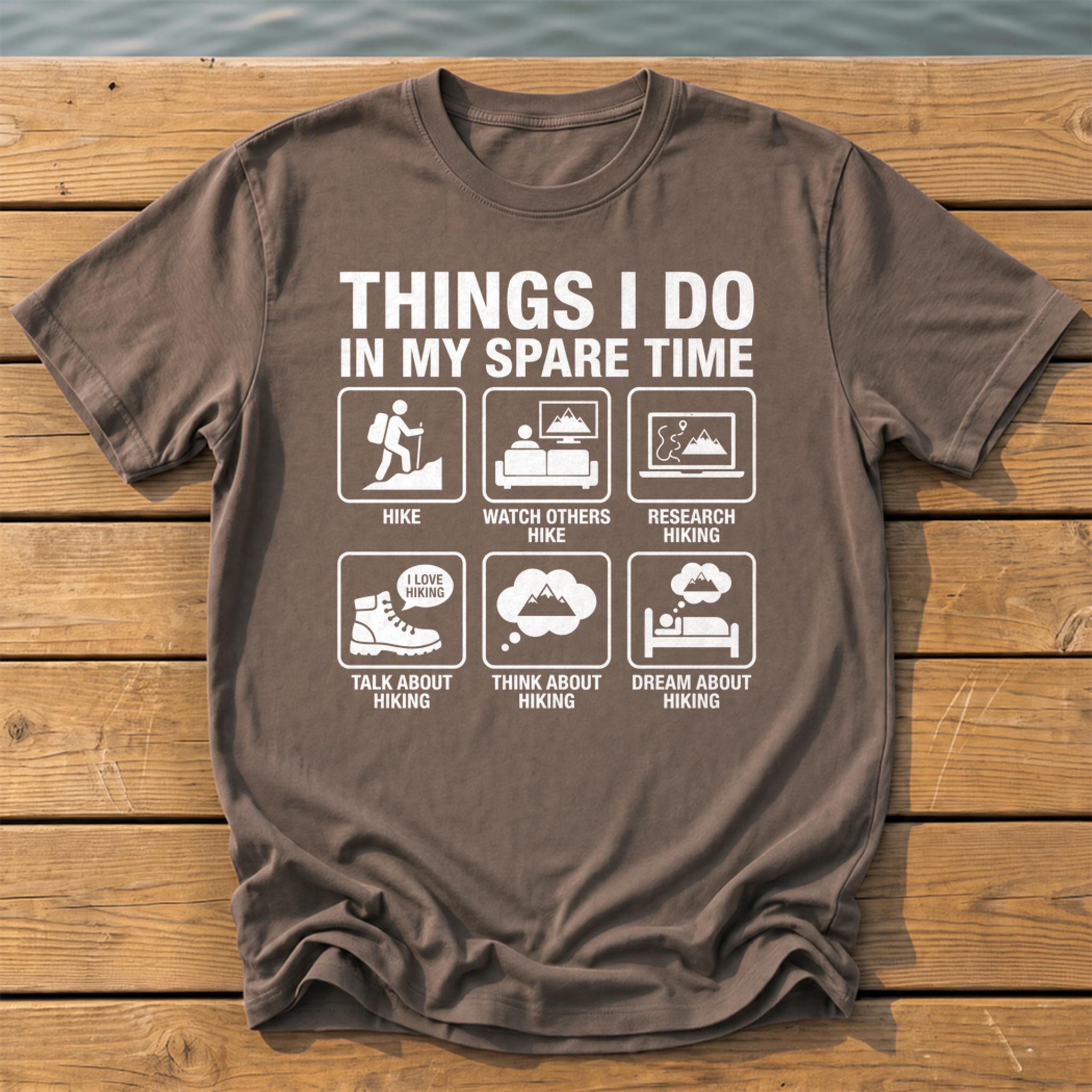 things i do in my spare time hiking_spare time icon grid T-Shirt — Espresso