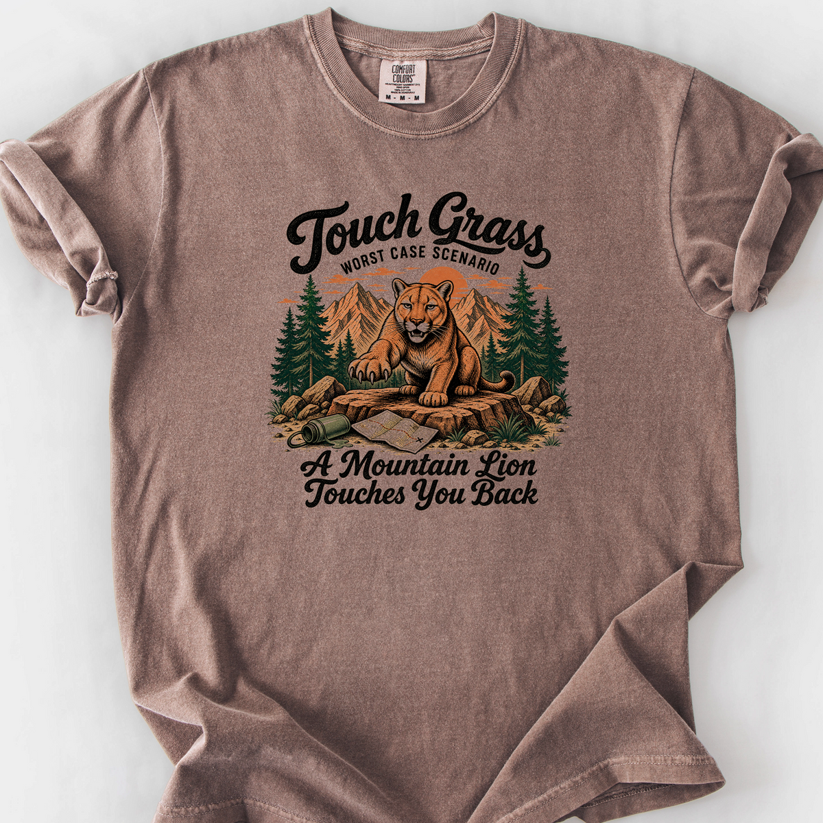 Touch Grass Mountain Lion T-Shirt — Espresso