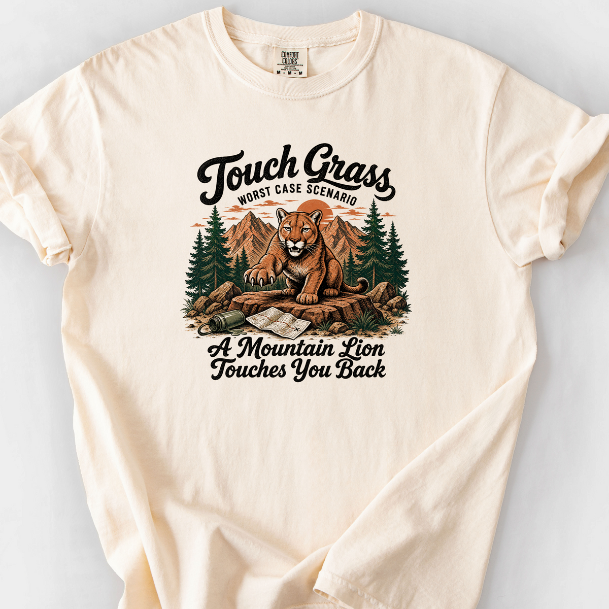 Touch Grass Mountain Lion T-Shirt — Ivory