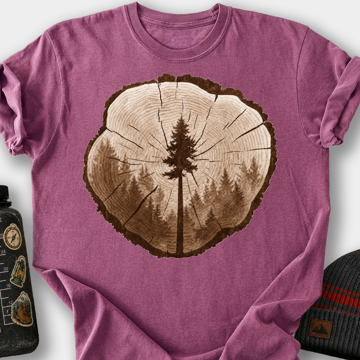 Tree Rings T-Shirt — Berry