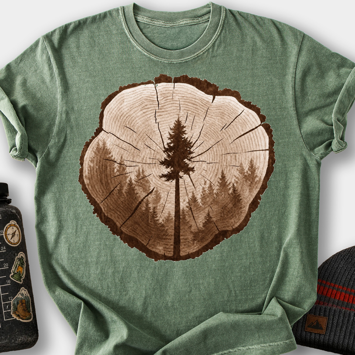 Tree Rings T-Shirt — Moss