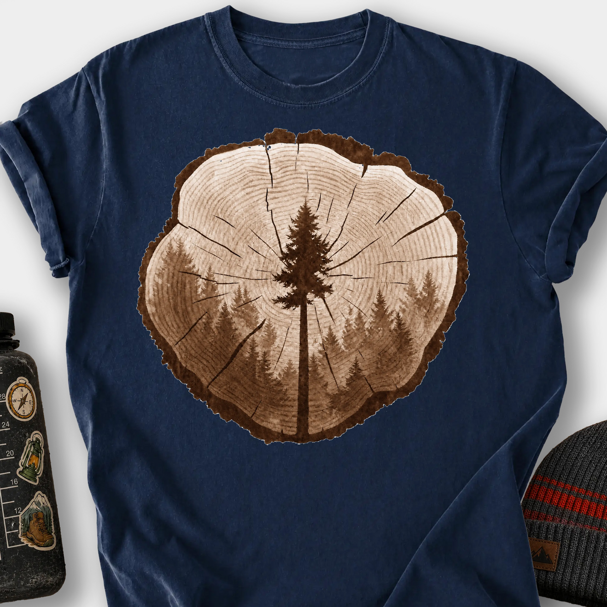 Tree Rings T-Shirt — Navy