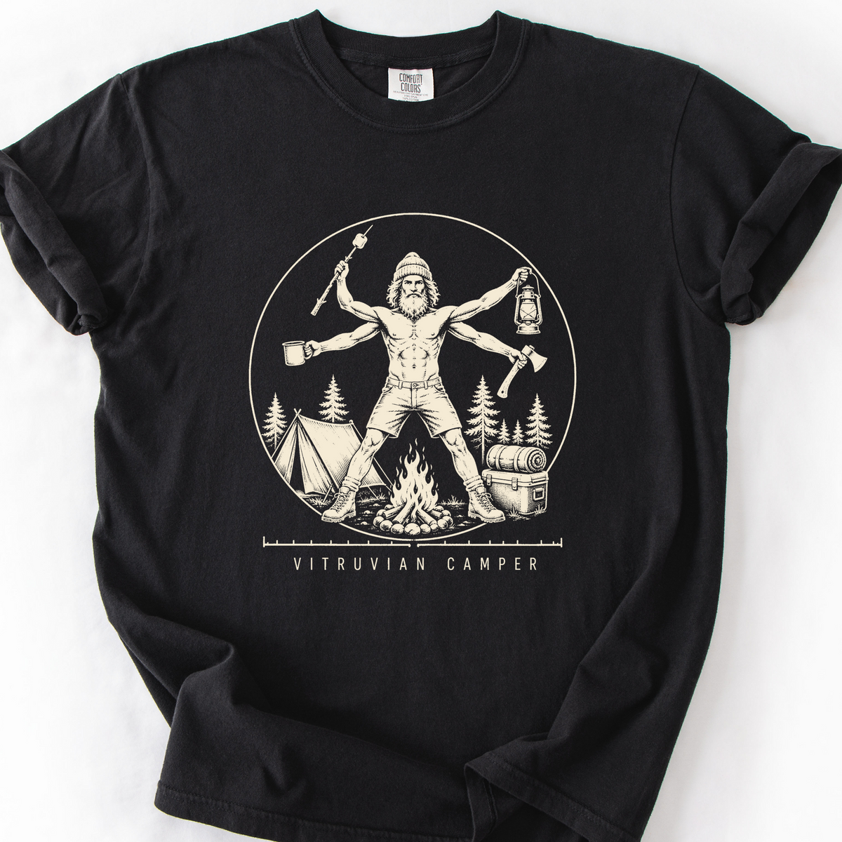 Vitruvian Camper T-Shirt — Black
